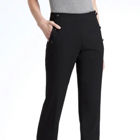 Banana Republic Logan Sailor Trouser in Black Luxe Brushed Twill Pants (size 8) - Picture 1 of 16